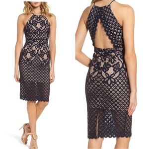 Bardot Navy Lace Halter/spaghetti strap Dress